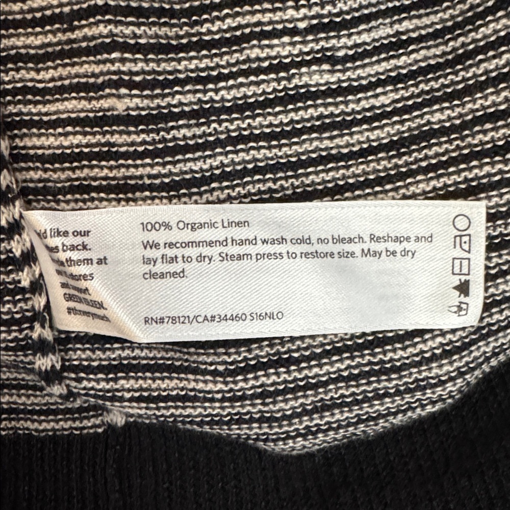 Eileen Fisher Black White Striped Linen Sweater - Picture 6 of 9